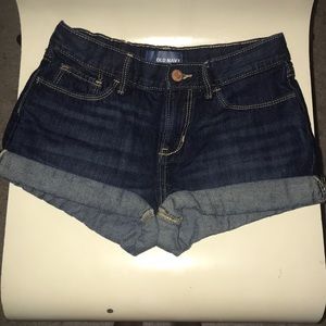 dark blue jean shorts